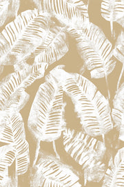 Beige and White Abstract Leaf Botanical Wallpaper design