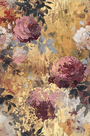 Golden Look Vintage Roses Bold Floral Wallpaper design