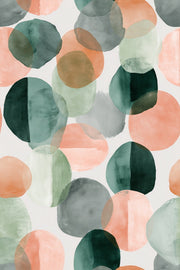 Muted Gray and Green Abstract Circle Wallpaper design