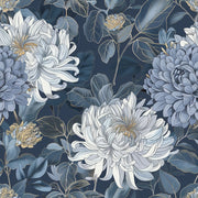 Midnight Blue Large Floral Wallpaper design