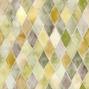 Muted Green and Yellow Diamond Geometric Wallpaper design