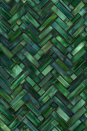 Emerald Green Geometric Tile Pattern Wallpaper design
