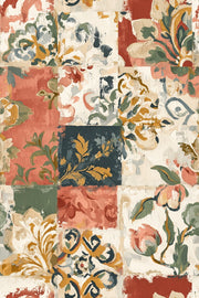 Vintage Multicolor Patchwork Floral Wallpaper design