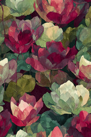 Dark Black Vibrant Large Floral Wallpaper design
