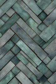 Deep Teal Chevron Geometric Wallpaper design