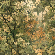 Forest Green Autumn Leaf Botanical Wallpaper design