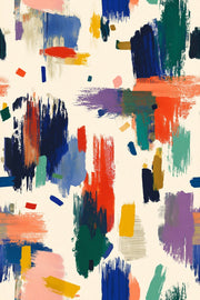 Cream Multicolor Abstract Brushstroke Wallpaper design