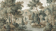 Muted Beige Forest Landscape Wall Mural design