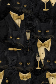 Elegant Black Cat Art Deco Wallpaper design