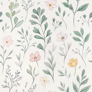 Cream Pastel Wildflower Botanical Wallpaper design