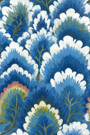 Vibrant Blue and White Large Floral Wallpaper design