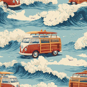 Vintage Surf Van Ocean Waves Wallpaper design