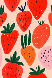 Vibrant Strawberry Pop Art Wallpaper design