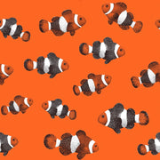 Vibrant Orange Clownfish Pattern Wallpaper design