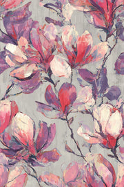 Vibrant Purple and Pink Magnolia Floral Wallpaper design