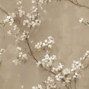 Warm Beige Cherry Blossom Floral Wallpaper design