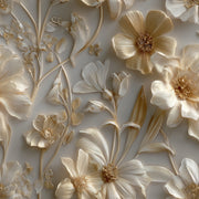 Warm Beige and Gold Look Large Floral Wallpaper design