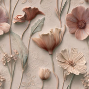 Blush Beige Textural Floral Pattern Wallpaper design