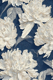 Ivory Peony on Deep Navy Floral Wallpaper design