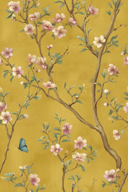 Golden Look Yellow Cherry Blossom Wallpaper design