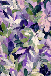 Vibrant Purple and Green Leafy Floral Wallpaper design