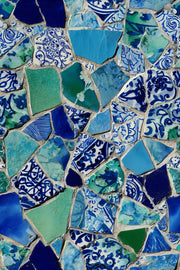 Vibrant Blue and Green Mosaic Abstract Wallpaper design