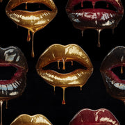 Glamorous Gold Look and Burgundy Lips Pop Art Wallpaper design
