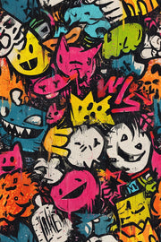Vibrant Multicolor Graffiti Art Kids Wallpaper design