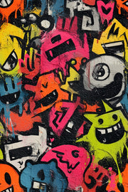 Vibrant Street Art Graffiti Pattern Wallpaper design