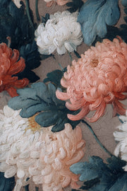 Dark Blue and Peach Large Floral Wallpaper design