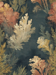 Navy Blue Abstract Botanical Leaves Wallpaper design