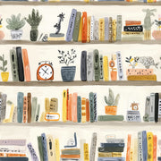 Cream Artistic Bookshelf Abstract Wallpaper design