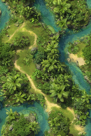 Vibrant Green Jungle River Landscape Wallpaper design
