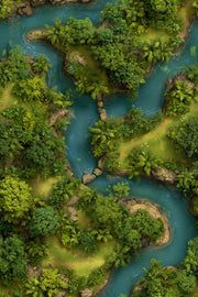 Lush Green Island River Landscape Wallpaper design