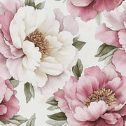 Cream and Blush Pink Peony Floral Wallpaper design