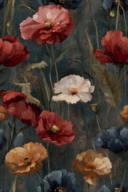 Dark Multicolor Large Floral Wallpaper design