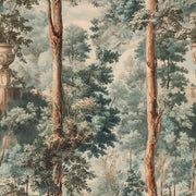 Beige and Green Forest Landscape Wallpaper design