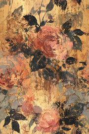 Vintage Dark Roses Textured Floral Wallpaper design