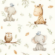 Cream Whimsical Jungle Animal Kids Wallpaper design
