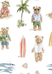 Multicolor Beach Bears Kids Wallpaper design