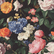 Bold Black Multicolor Floral Bouquet Wallpaper design
