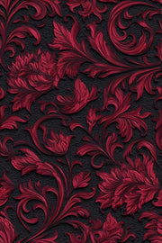 Rich Red Large Floral Pattern Wallpaper design