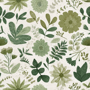 White and Green Botanical Floral Wallpaper design