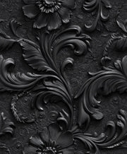 Elegant Black Embossed Floral Art Deco Wallpaper design