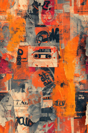 Vibrant Orange and Navy Graffiti Abstract Wallpaper design