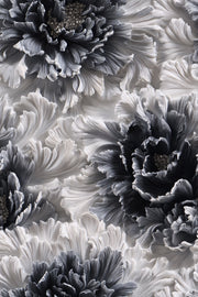 Monochrome Large Floral Pattern Wallpaper design