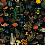 Vibrant Underwater Scene Fish Pattern Wallpaper design