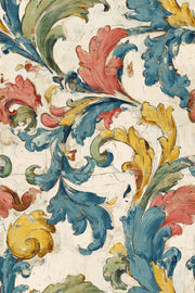 Multicolor Baroque Floral Swirl Wallpaper design
