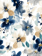Ivory and Navy Bold Floral Pattern Wallpaper design