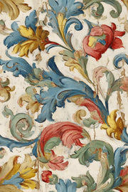 Cream Multicolor Vintage Floral Wallpaper design